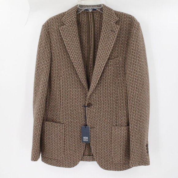 NWT Boggi Milano Blazer MENS 40 unstructured patch pockets wool blend knit brown - Picture 1 of 15